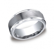 9MM Cobalt COMFORT FIT High Polish Polished / Satin Brush Brushed Finish Wedding Ring Band with Multi Beveled Beveling Edge for Men (Sizes 8 to 12) - Size 10