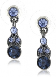 1928 Jewelry Simplicity Hematite-Color and Sapphire Petite Drop Earrings