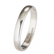 3mm White Tungsten Carbide Polished Classic Wedding Ring Size 3.25