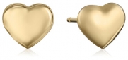 14k Yellow Gold Tiny Heart Button Earrings
