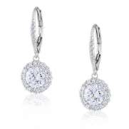 Bling Jewelry Vintage Style Sterling Silver Cubic Zirconia Leverback Earrings