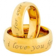 His And Hers Wedding Ring Sets Tungsten Carbide Gold IP (i Love you forever and ever) Bride & Groom Sets