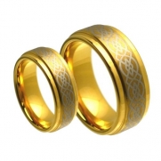 His & Her's 8MM/6MM Gold Tungsten Carbide Wedding Band Ring Set w/Laser Etched Celtic Design (Available Sizes 6-12 Including Half Sizes) Please e-mail sizes