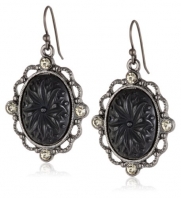 1928 Jewelry Victorian Gothic Black Acrylic Oval Drop Earrings