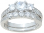 Cubic Zirconia CZ Wedding Band Engagement Ring Set Size 5 6 7 8 9 (8)