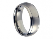 8MM Cobalt COMFORT FIT High Polish Polished / Satin Brush Brushed Finish Wedding Ring Band with Grooved Edge for Men (Sizes 8 to 12) - Size 12