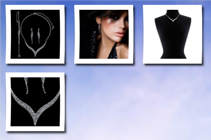 BERRICLE silver tone rhinestone bridal necklace earrings bracelet 3-pcs set