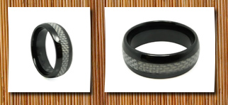 TungstenLove 8mm dome men's ladies unisex ceramic ring aniversary/engagement/wedding band w/ white carbon fiber inaly polished shiny (size 6,7,8,9,10,11 selectable) size 6