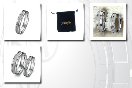 Jewelrywe pearl sand seel ring titanium stainless steel couple wedding band (ladies' ring, 4)