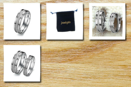 Jewelrywe pearl sand seel ring titanium stainless steel couple wedding band (men's ring, 6)